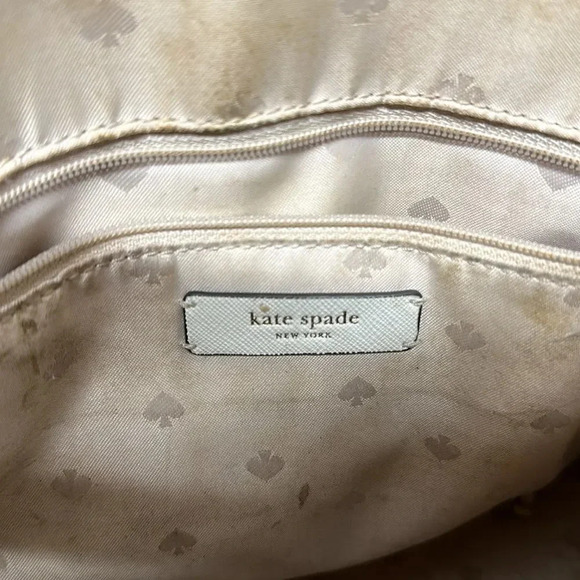 Kate Spade Reiley Dome Satchel Purse Handbag Straw Wicker Leather Trim White - Picture 12 of 14